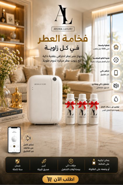جهاز تعطير ذكي مع3عبوات زيوت عطريه