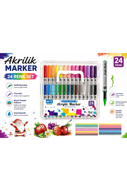 GLANCE Art-x Pro Art Fırça Uçlu Akrilik Marker 24 Lü Set - Fiyatı