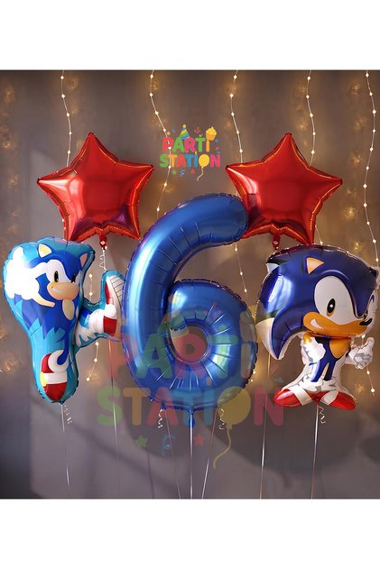 Sonic Boom 6 Years Old Navy Blue Number Foil Balloon Set Sonic Concept Balloon Set