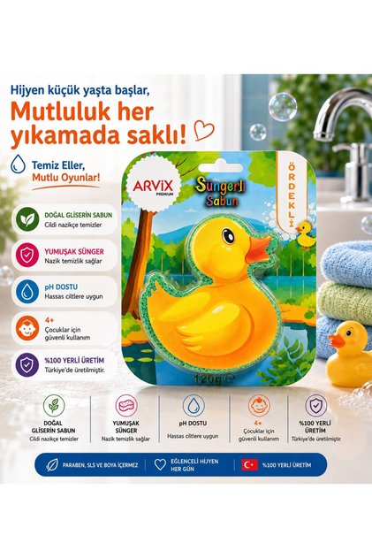 Natural Sponge Bath Soap with Duck for Children 120 g