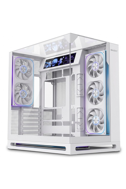 صندوق كمبيوتر FALCON X ميد تاور | 8 مراوح ARGB | شاشة 2.9 انش | ATX | Type-C | USB 3.0 – أبيض
