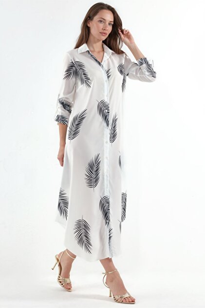 Msn Text Printed Long Shirt Dress