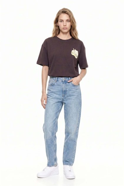 Tricou oversize cu imprimeu basic pentru femei