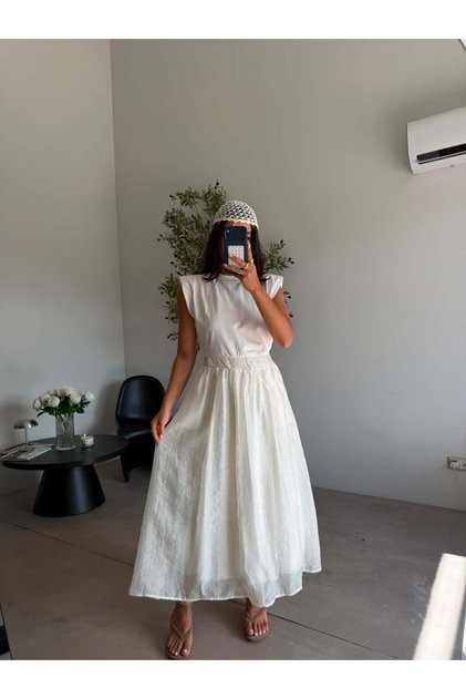 Ecru Padded Lined Dress