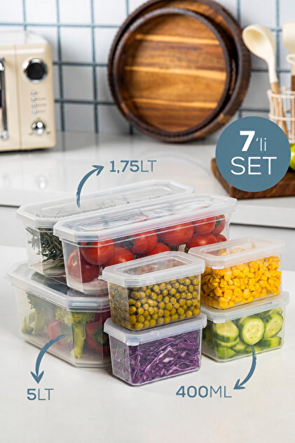 Vienev 7'li Süzgeçli Saklama Kabı Seti | 1x5lt - 2x1,75lt