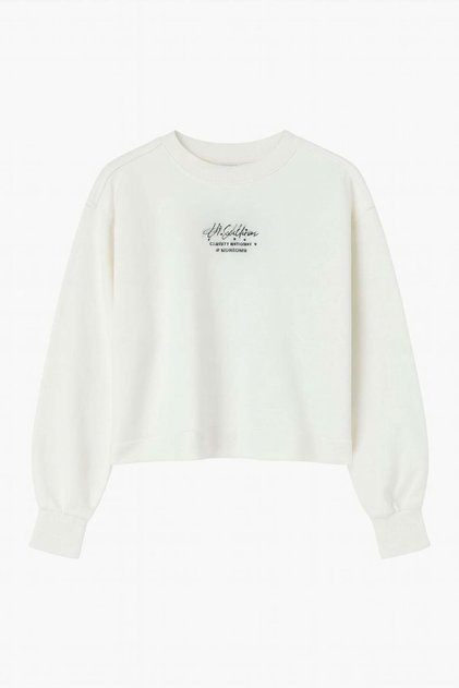 Nk girl's crew neck long sleeve graphic print sweatshirt, ages 8-14, ecru