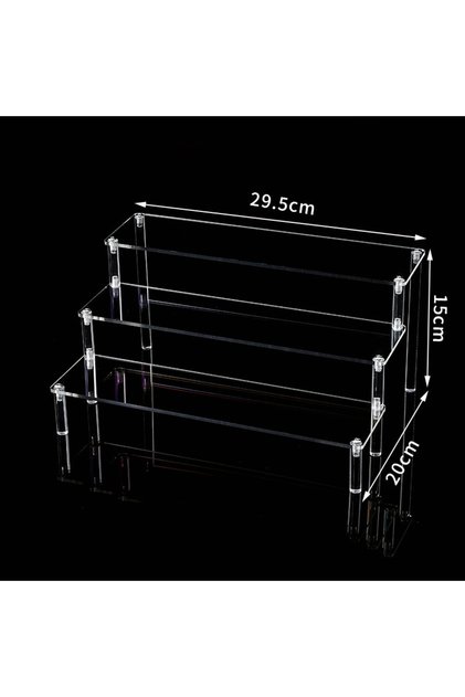 3 layers-30cm Clear Acrylic Display Stand For Anime Figures Cupcake Shelf Organizer Desserts Holder