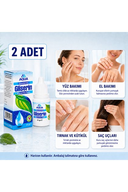 Karvel Medikal Gliserin Damla 35 ml 2 Adet %99,5 Saf Gliserin, Nemlendirici Kuru Cilt, El, Tırnak ve Saç Bakımı