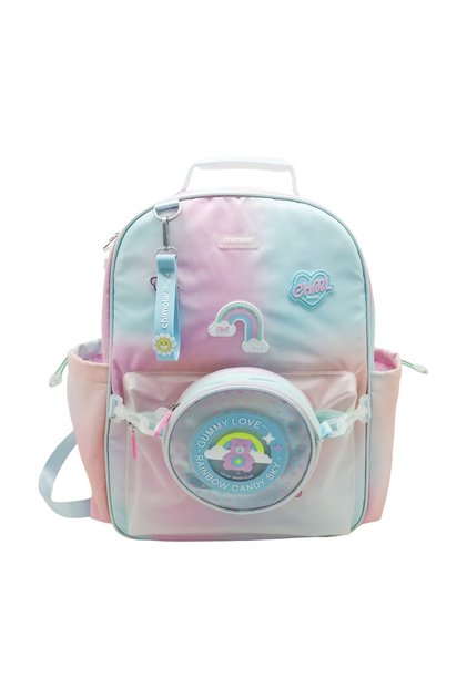 Rainbow Bear Blue-Pink Backpack 17"