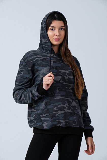Camouflage Patterned Hooded Sweatshirt (e21-72100)