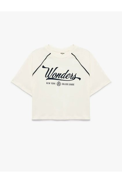Short Sleeve Crew Neck Embroidered Cotton T-Shirt