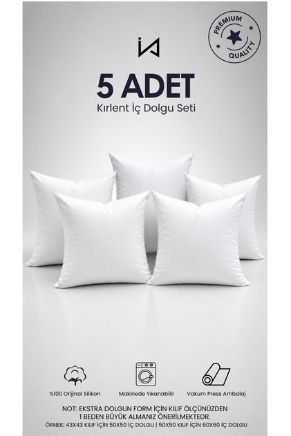 5 Pieces Premium Ultra Plump Square Throw Pillow Inner Cushion |   Original Silicone Filler |   Sofa Corner Cushion |   Vacuum Packaging