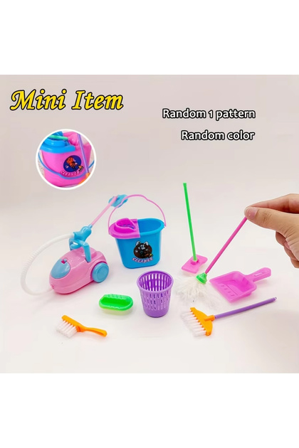 9pcs set Kawaii Doll Accessories Food Clean Study Tool Mini Item Cute Miniature for Dollhouses, Colo