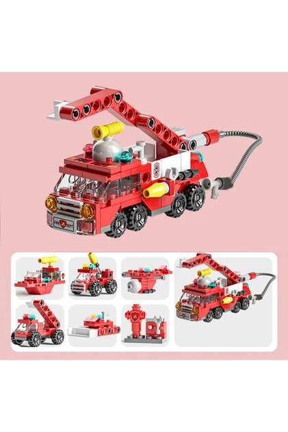 no box 5 City Fire Car Building Blocks for Children, Police Truck, Engineering Crane, Tank, Helicop