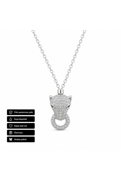 316L Stainless Steel Necklace with Panther Figure Gift Special Design