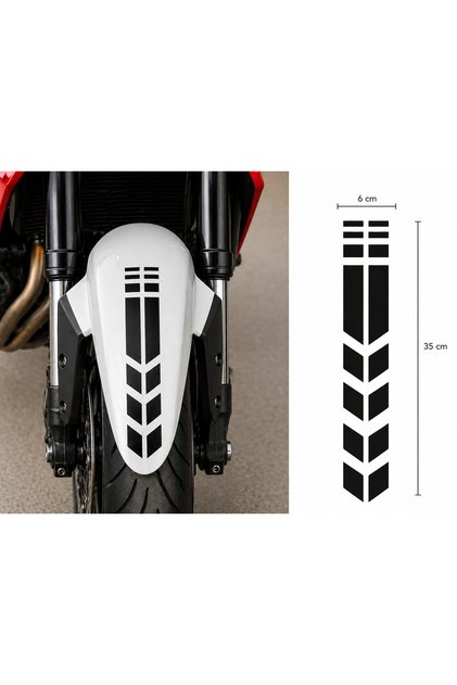 Motosiklet Ön Çamurluk Sticker 6x35 cm Renk Seçenekli Motor Aksesuar Dekoratif Etiket