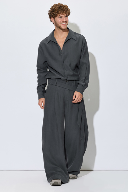 Erkek Oversize Alt Üst Takım - Bol Paça Pantolon Salaş Gömlek Kombin
