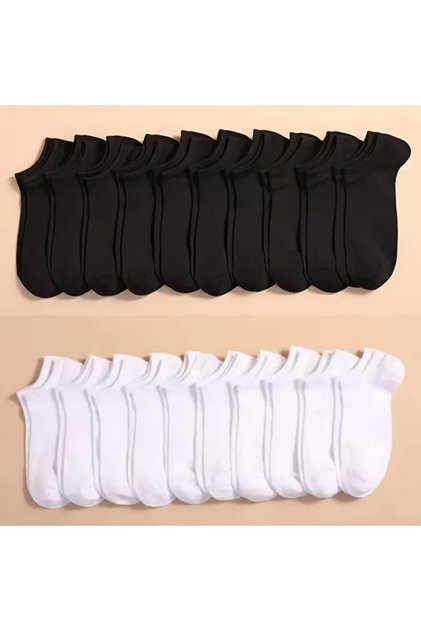 Σετ 10 unisex κάλτσες για γυναίκες και άνδρες, λευκές κάλτσες, μαύρες κάλτσες, βαμβακερές κάλτσες