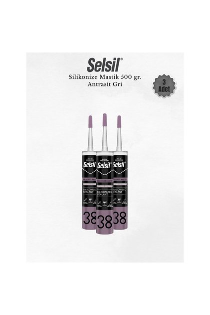 Silikonize Antrasit Gri Mastik 500 Gr. 3 Adet