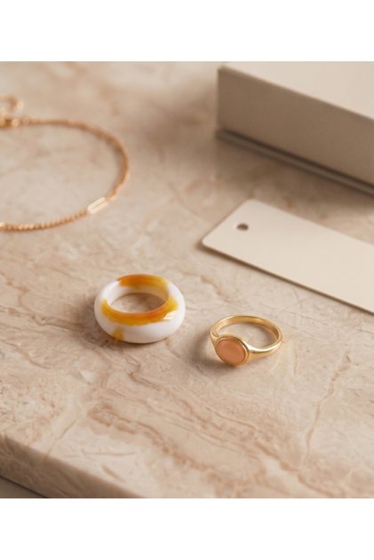 Set of 2 Resin Plastic and Enamel Rings