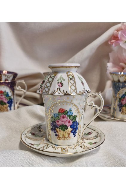 Endulus Porcelain Hand-Painted 6-Piece Cup and Delight Bowl Set