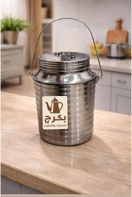 سطل الالبان السمن استيل هندي سعة 3.5 لتر