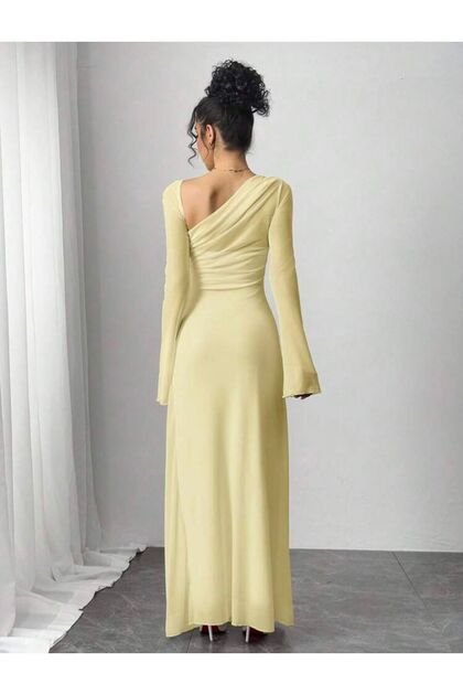 pastel yellow maxi dress with sleeves ASOS DESIGN long sleeve high neck plaid satin midi dress in pastel yellow