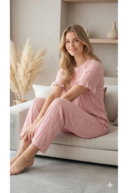 Short Sleeve Ruffle Pajama Set