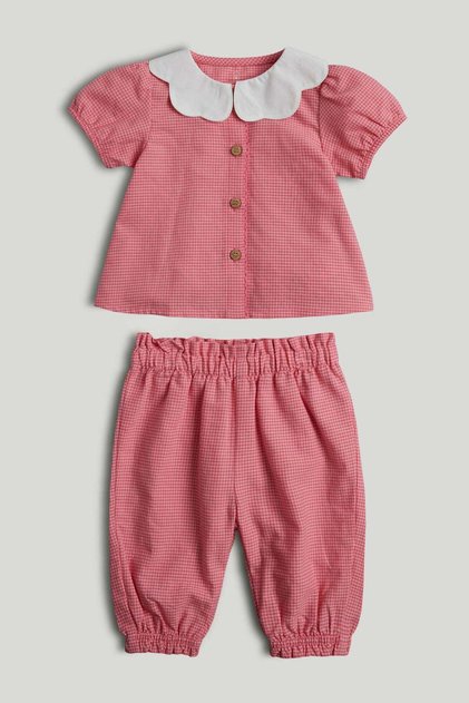 Pink Blouse and Trousers Outfit