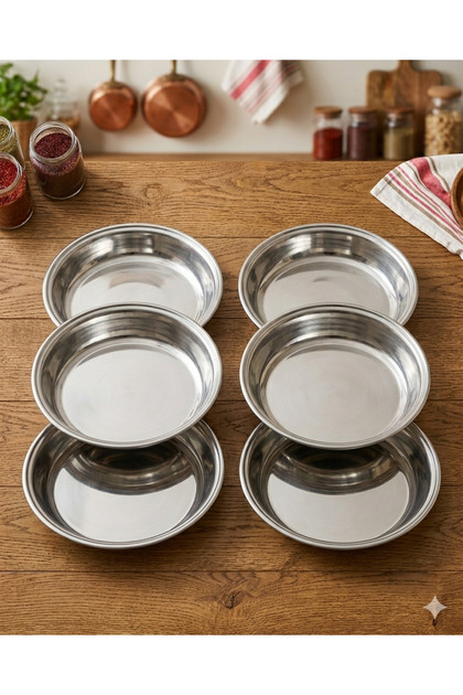 No4 stainless steel 19.5cm x 3.6cm medium size food serving and preparation plate