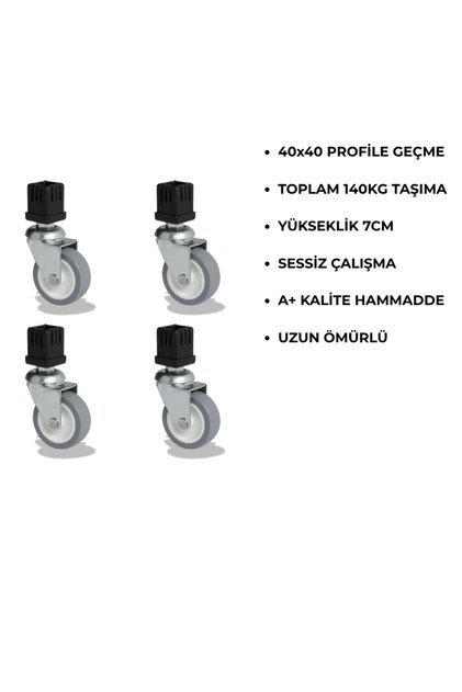 PROFİLE GEÇME SAĞLAM MOBİLYA TEKERİ 40x40/30x30 PROFİLE GEÇME ROTİL AYAKLI TEKER