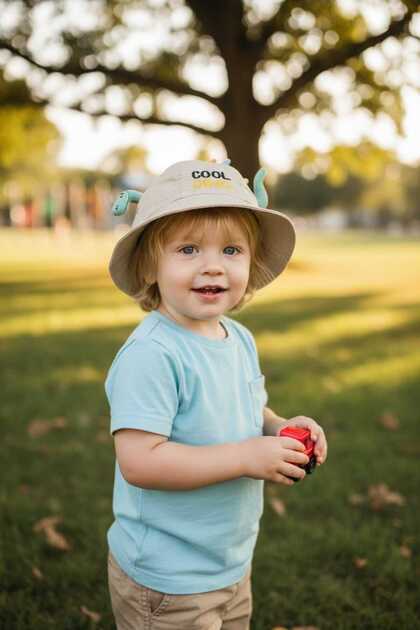 Summer Fedora Hat with Boy Figure for 1-4 Years Old Boys