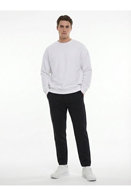 Rubber Leg Jogger Black Trousers