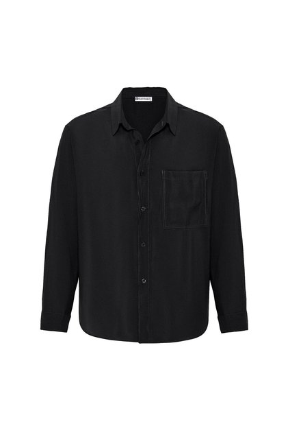 Oversize Long Sleeve Single Pocket Modal Fabric Shirt
