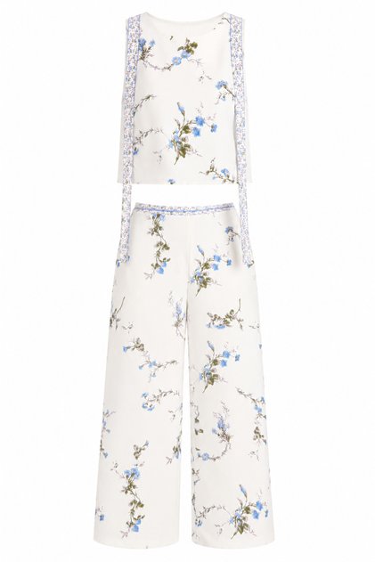 Costum cu curea și imprimeu floral