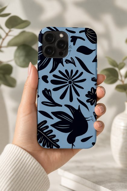 iPhone 15 Pro Max Compatible Launch Silicone Bird Pattern Shock Absorbing Case Blue