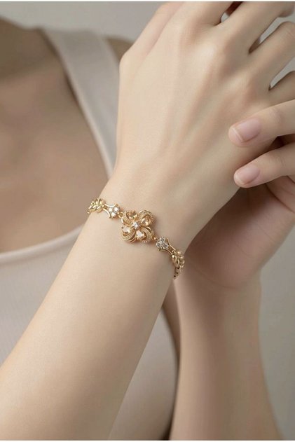 Luxurious and Showy Figured Shiny Golden Yellow Bracelet