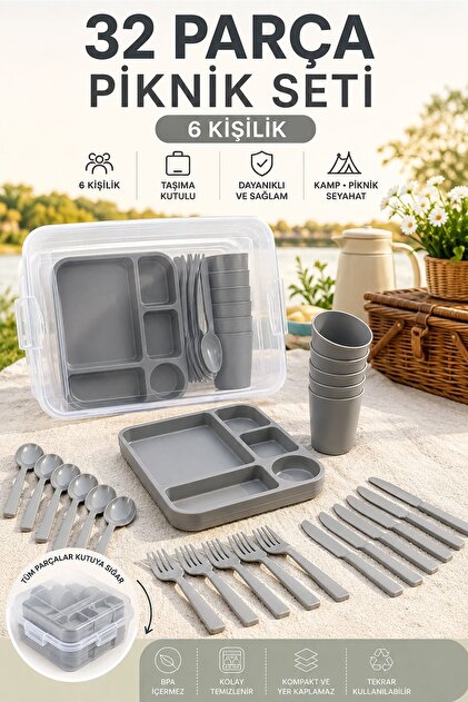 Kitchen Beauty 32 Parça 6 Kişilik Taşınabilir Piknik Seti
