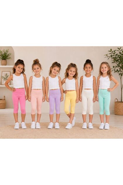 Girls' Cotton Colorful 6-Piece Tights