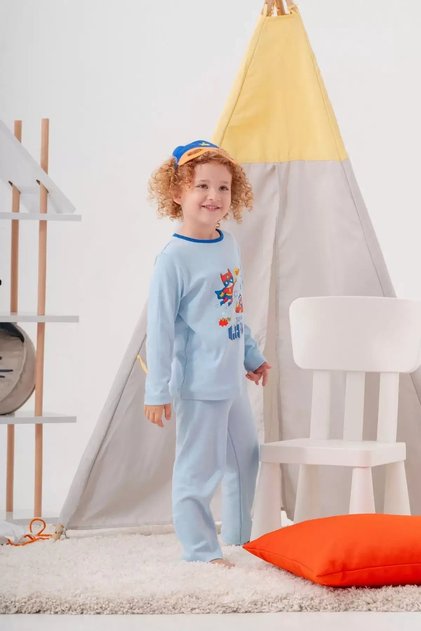 Super Heros 100% Cotton Boy's Pajama Set with Bag and Mask