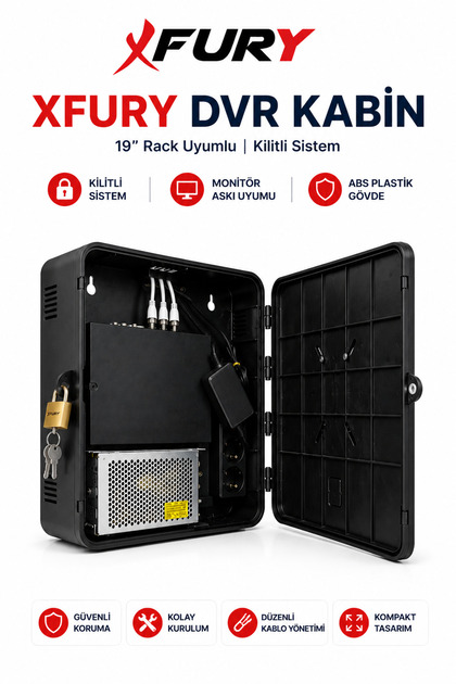 DVR NVR Kamera Kayıt Cihazı Kabini - ABS Plastik Monitör Askı Kutusu 42x32x11 cm