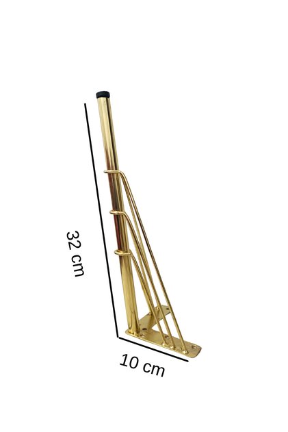 2'li Metal Mobilya Ayağı Gold 32 cm Sehpa Puf Koltuk Ayağı Vidalı Hairpin ayak