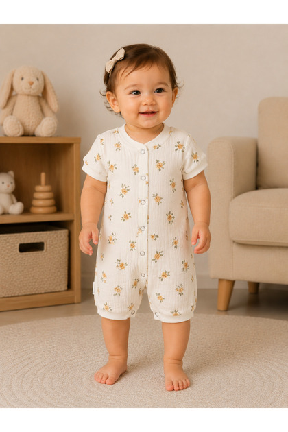 Double Layer Organic Muslin Summer Baby Romper