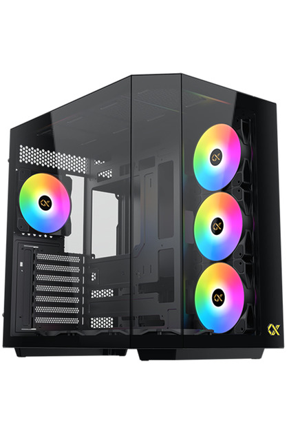 علبة كمبيوتر للألعاب CUBI II E-ATX متوسطة الحجم مع 7 مراوح ARGB - أسود