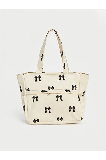 Bow Printed Canvas Girls' Shoulder Bag for Style Enthusiasts from Uzg Store