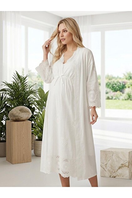 cotton nightie and dressing gown set Vivi Cotton Nightgown Baby Blue, XS-S