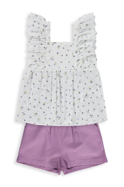 Floral Printed 6-9 Years Old Set - White