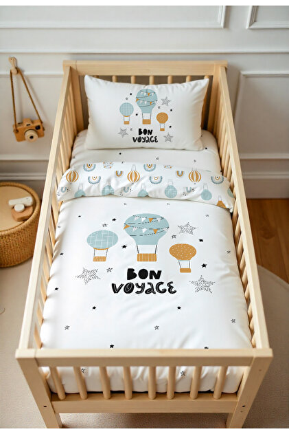 Blue Balloon Patterned Baby Duvet Cover Set Double-Sided 100X150 cm Without Sheets