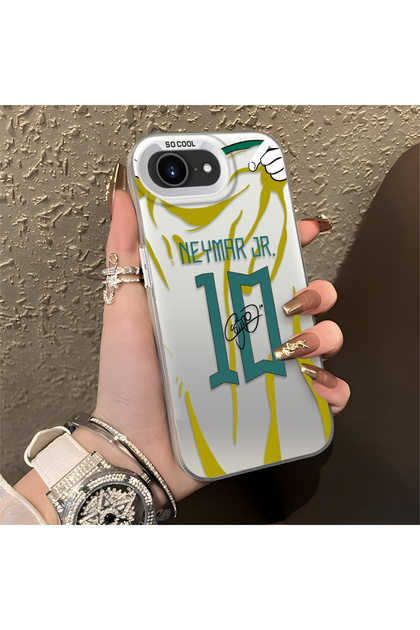 iPhone 17E Compatible Silicone Edge Hard Back Case Couple Phone Case with Neymar Pattern