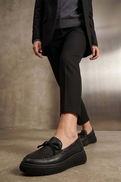 D26Ya-7735 Women's Genuine Leather Casual Shoes Black